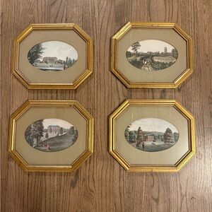 Set of Four Gold Framed Vintage Prints